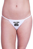 Lot of 3 Women's Sexy White Thongs wih Funny Black - Own Pleasures