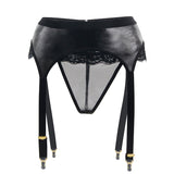 Up to XXXL Harness Leather Garter Belt Set - Own Pleasures