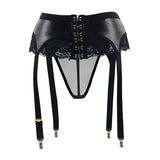 Up to XXXL Harness Leather Garter Belt Set - Own Pleasures