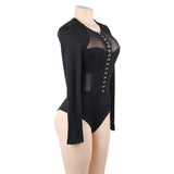 Up to XXXL Sexy V Neck Transparent Bodysuit - Own Pleasures