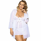Up to XXXL Sexy Lingerie Divine Soft Nightgown Top +G string+Coat - Own Pleasures