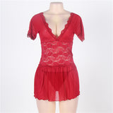 Up to 5XL Sexy Lingerie Lace Deep V Sleepwear - Own Pleasures