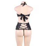 Sexy Hollow Faux Leather Lingerie, M-5XL - Own Pleasures