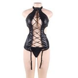 Sexy Hollow Faux Leather Lingerie, M-5XL - Own Pleasures