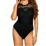 Lace High Neck Cut Out Back Fitted Bodycon Jumpsuit - Own Pleasures