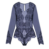 Up to 5XL Lace Elegant and Sexy V Neck Long Sleeve Bodysuit - Own Pleasures