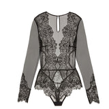 Up to 5XL Lace Elegant and Sexy V Neck Long Sleeve Bodysuit - Own Pleasures