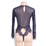 Up to 5XL Lace Elegant and Sexy V Neck Long Sleeve Bodysuit - Own Pleasures