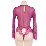 Up to 5XL Lace Elegant and Sexy V Neck Long Sleeve Bodysuit - Own Pleasures