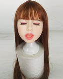 Closed Eyes Sex Doll Head with Wig - Own Pleasures