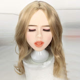 Closed Eyes Sex Doll Head with Wig - Own Pleasures
