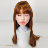 Closed Eyes Sex Doll Head with Wig - Own Pleasures