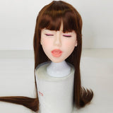 Closed Eyes Sex Doll Head with Wig - Own Pleasures
