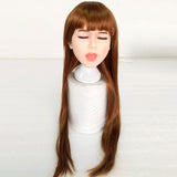 Closed Eyes Sex Doll Head with Wig - Own Pleasures