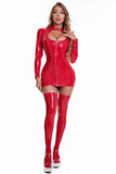 Latex Zipped Mini Dress with Stockings (Optional) - Own Pleasures