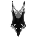 Zipped Crotchless Latex Lace Bodysuit - Own Pleasures