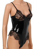 Zipped Crotchless Latex Lace Bodysuit - Own Pleasures