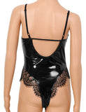 Zipped Crotchless Latex Lace Bodysuit - Own Pleasures
