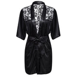 Up to XL Satin Lace Black Kimono | Sleepwear Robe - Own Pleasures