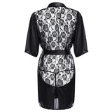 Up to XL Satin Lace Black Kimono | Sleepwear Robe - Own Pleasures