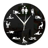 Black and White Mute Sex Position Wall Clock - Own Pleasures