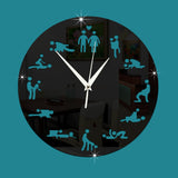 Black and White Mute Sex Position Wall Clock - Own Pleasures