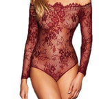 Up to 5XL Romper Playsuit Off Shoulder Eyelash Lace Long Sleeve | Long Sleeve - Own Pleasures