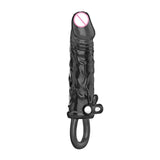 Soft TPE Black Penis Enlargement Sleeve with Ring - Own Pleasures