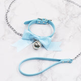 Lovely Bell Leather Collar Lead Chain Bondage | 4 Colors | 2 Designs - Own Pleasures