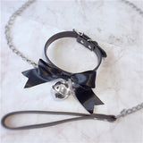 Lovely Bell Leather Collar Lead Chain Bondage | 4 Colors | 2 Designs - Own Pleasures