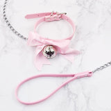 Lovely Bell Leather Collar Lead Chain Bondage | 4 Colors | 2 Designs - Own Pleasures
