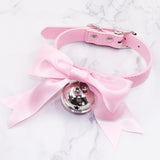Lovely Bell Leather Collar Lead Chain Bondage | 4 Colors | 2 Designs - Own Pleasures