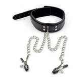 Faux Leather Slave Collar & Nipple Clamps - Own Pleasures