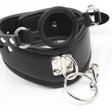 BDSM Bondage PU Leather Collar with Silicone Gag, Metal Chain - Own Pleasures