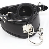 BDSM Bondage PU Leather Collar with Silicone Gag, Metal Chain - Own Pleasures