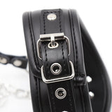 BDSM Bondage PU Leather Collar with Silicone Gag, Metal Chain - Own Pleasures