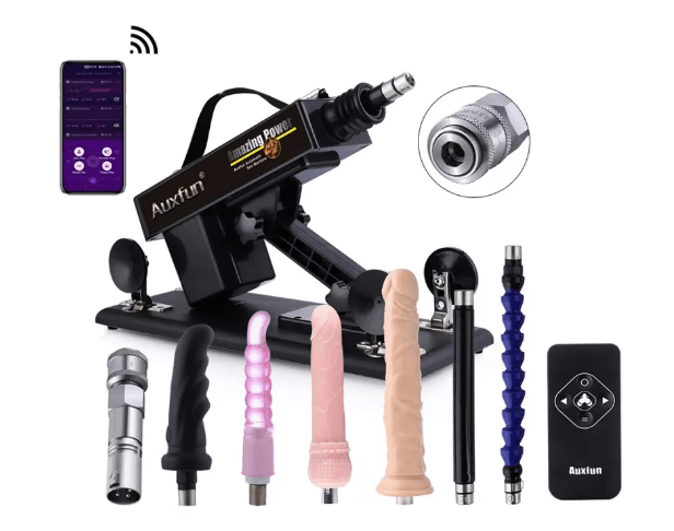 Auto Thruting Dildo with 3 XLR Connector with 7 Attahcments