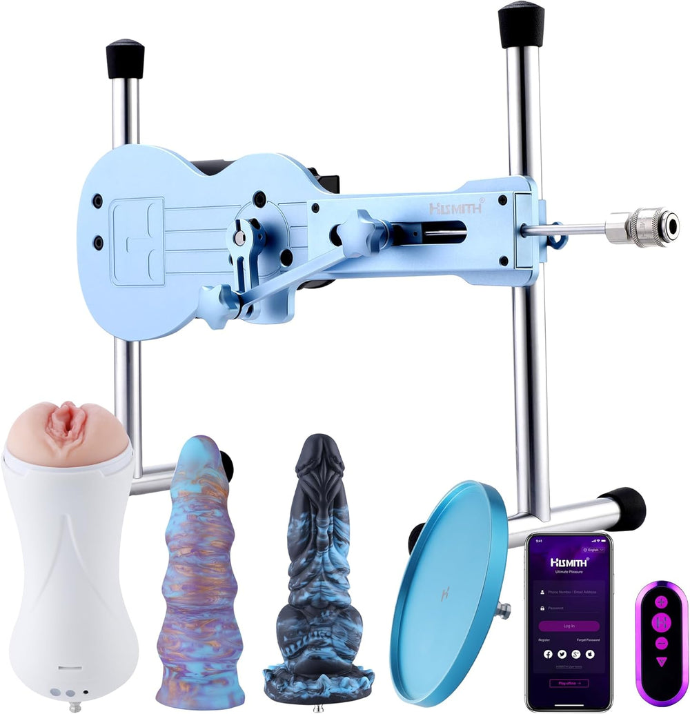 APP Controlled Premium Sex Machine with KlicLok System, Blue or Rose Thrusting Machine for Adult