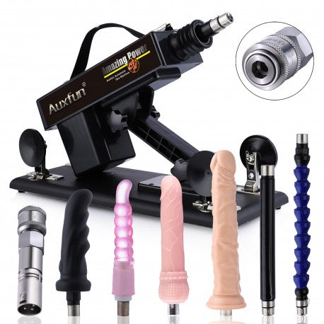 Auto Thruting Dildo with 3 XLR Connector with 7 Attahcments