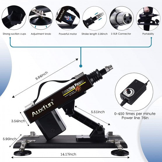 Sex machine with 3XLR connection for women and men with masturbator