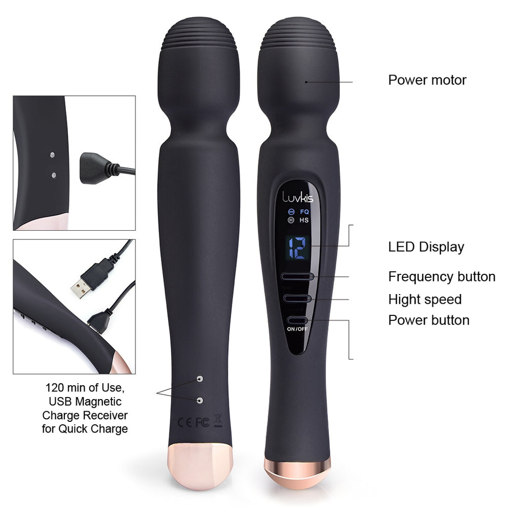 USB Powerful 12 Modes Silicone Magic Wand - Own Pleasures