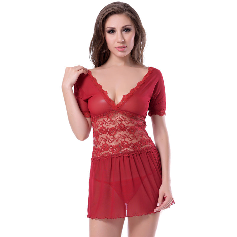 Up to 5XL Sexy Lingerie Lace Deep V Sleepwear - Own Pleasures