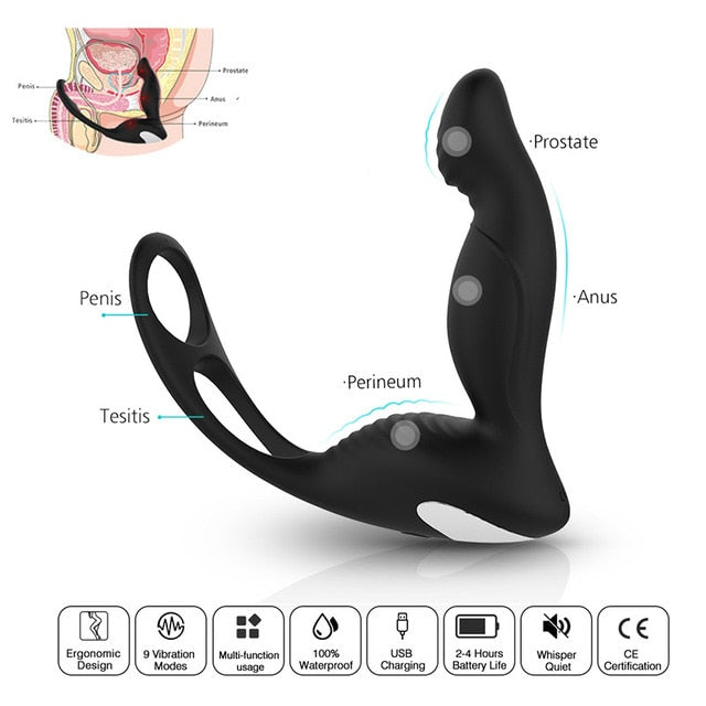 Buy Anal Plug Vibrator with Cock Ring - Own Pleasures Buy Anal Plug Vibrator with Cock Ring - Own Pleasures