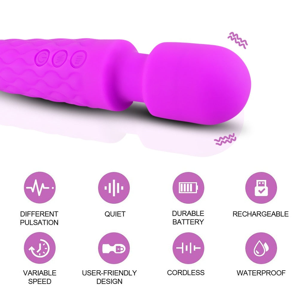 USB Powerful Magic Wand Clitoris Stimulator Vibrator - Own Pleasures