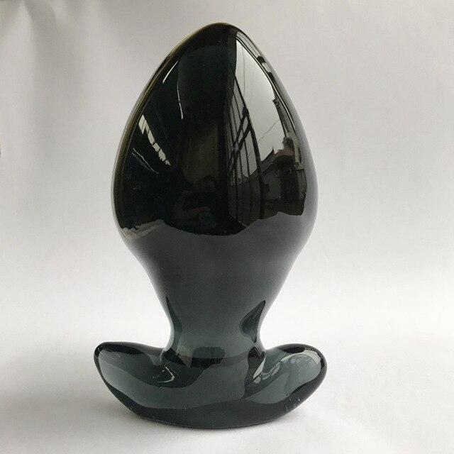 Large Black Crystal Glass Butt Plug - Own Pleasures