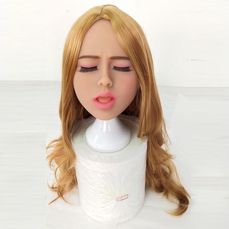 Closed Eyes Sex Doll Head with Wig - Own Pleasures