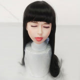 Closed Eyes Sex Doll Head with Wig - Own Pleasures