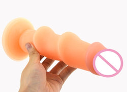 Ribbed Dildo, 3 Colors - flesh