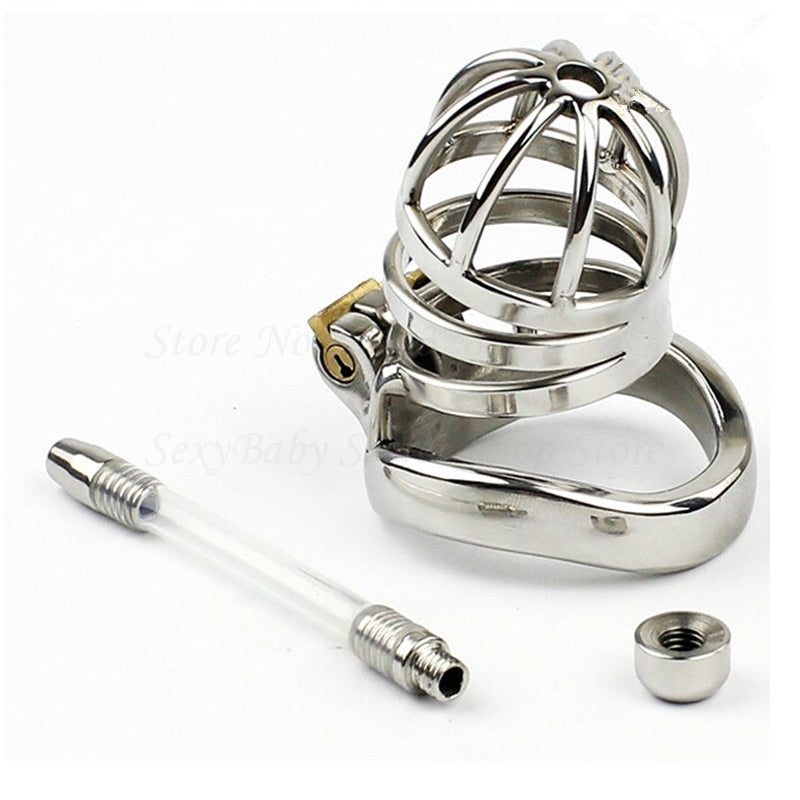 Stainless Steel Chastity Cage and Ring - Own Pleasures