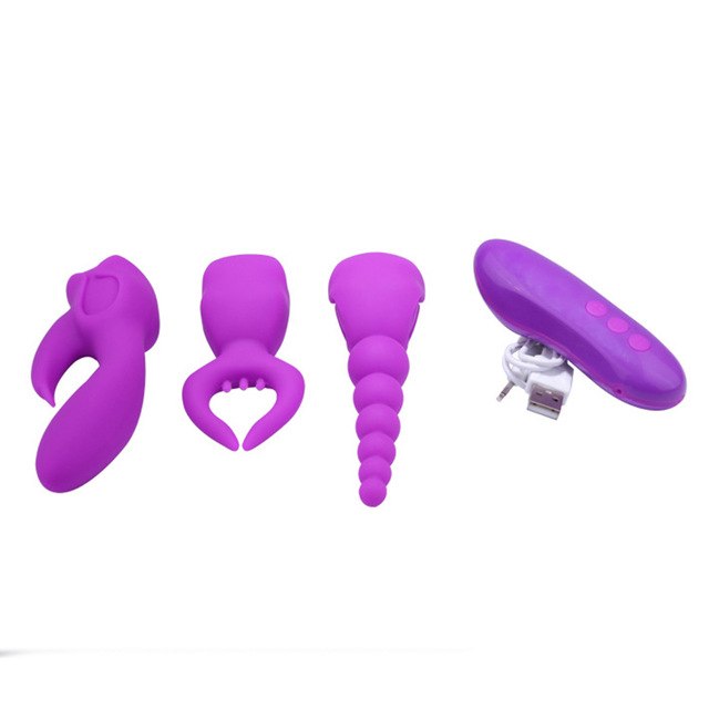 4pcs/set One mini vibrator + 3pcs headgear for vagina, anus and nipples - Own Pleasures